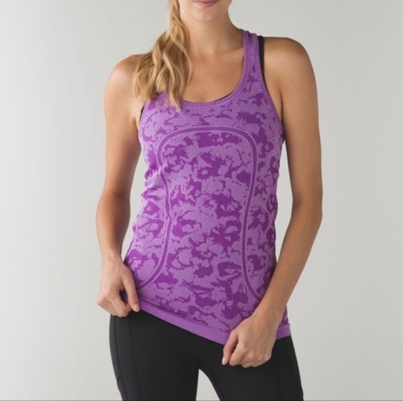 Lululemon Purple Printed Logo Slim Swiftly Tech Racerback Knit Tank Top 4 - Picture 3 of 9